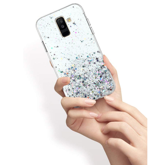 Чехол до Samsung Galaxy A6 Plus 2018, Glittery, прозрачный