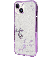 Чехол для iPhone 14, Glitter Flower, фиолетовый