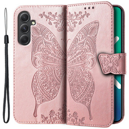 Откидной чехол для Samsung Galaxy A54 5G, Butterfly, розовый rose gold