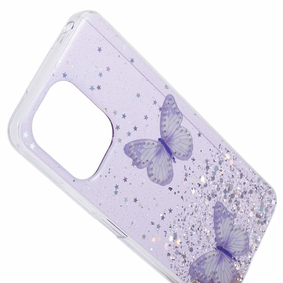 Чохол для Xiaomi Redmi 13C / Poco C65, Glitter Butterfly, фіолетовий