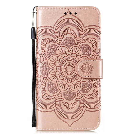 Откидной чехол для Xiaomi Redmi Note 9s/ 9 Pro, Mandala Flower, розовый rose gold