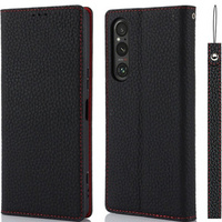 Чохол-книжка для Sony Xperia 1 V, Litchi Skin Grain, чорний