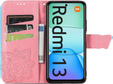 Чохол-книжка для Xiaomi Redmi 13, Butterfly, рожевий rose gold