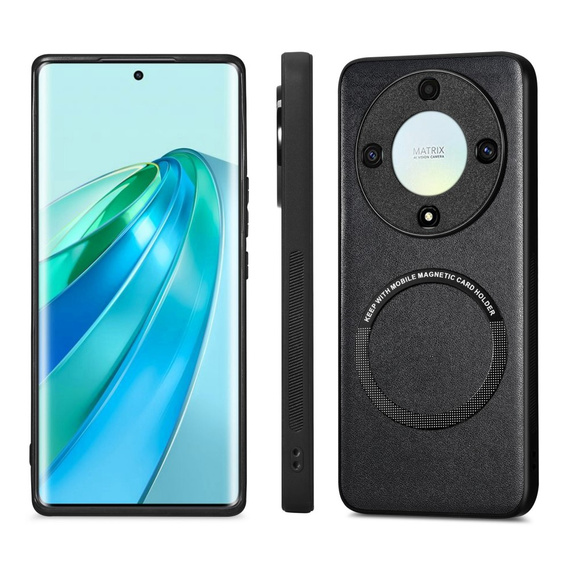 Чехол до Honor Magic 5 Lite, Leather Hybrid MagSafe, чёрный