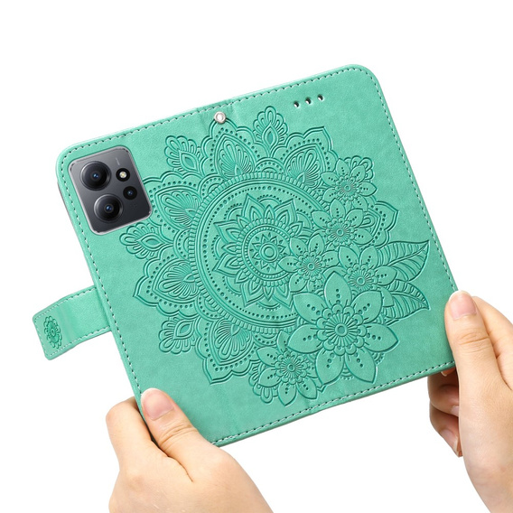 Откидной чехол для Xiaomi Redmi Note 12 4G, Mandala Flower, зелёный