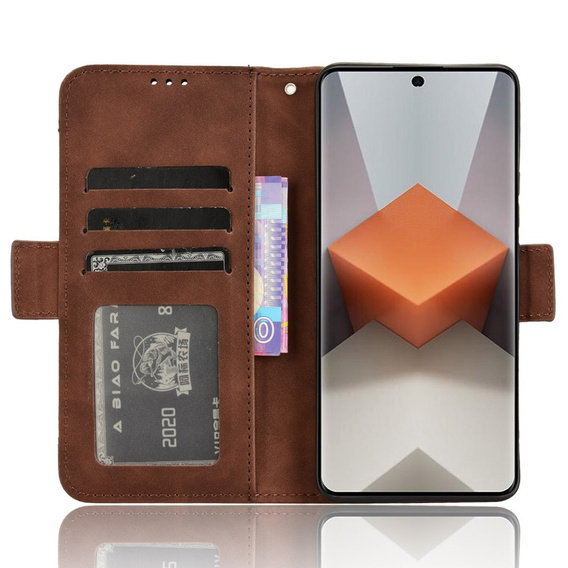 Футляр з клапаном для Xiaomi Redmi Note 13 Pro+, Card Slot, коричневий