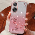 Чехол для Oppo A78 4G, Glitter Flower, розовый rose gold