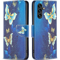 Чохол-книжка для Samsung Galaxy A15, Wallet, golden butterflies + скло 9H