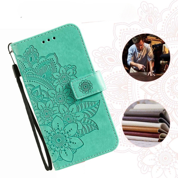 Откидной чехол для Xiaomi Redmi Note 12 5G / POCO X5 5G, Mandala Flower, зелёный