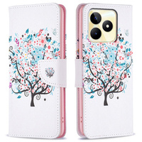 Откидной чехол для Realme C53 4G, Wallet, colorful tree, белый