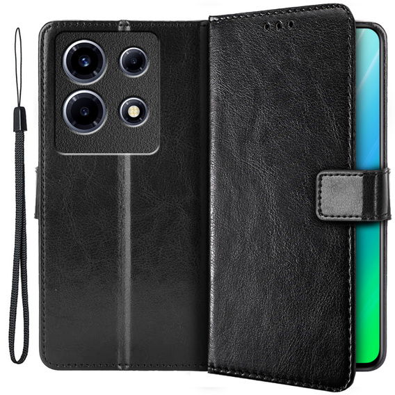 Футляр з клапаном для Infinix Note 30 VIP, Crazy Horse Wallet, чорний