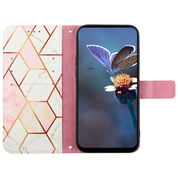 Чохол-книжка для Xiaomi Redmi Note 13 Pro 4G, Wallet, Marble рожевий