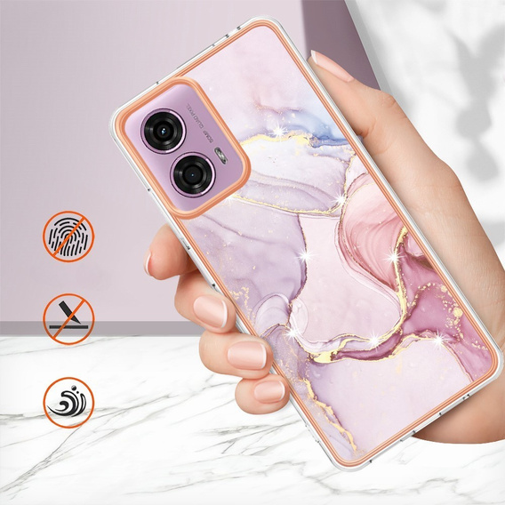 Защитный чехол для Motorola Moto G24 / G24 Power / G04, Marble Slim Case, розовый