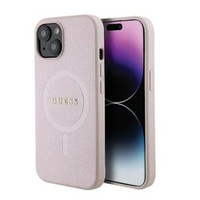 Чoхол GUESS до iPhone 15, Saffiano MagSafe, рожевий