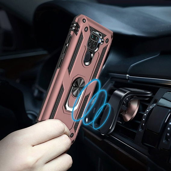 Броньований Чoхол до Xiaomi Redmi Note 9, Nox Case Ring, рожевий rose gold