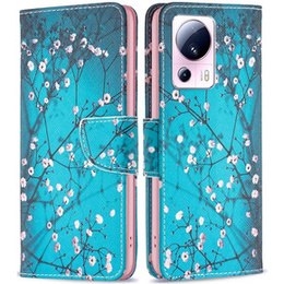 Откидной чехол для Xiaomi 13 Lite, Wallet, sakura, синий