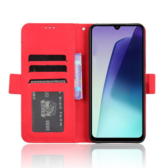 Откидной чехол для Xiaomi Redmi 14C, Card Slot, красный