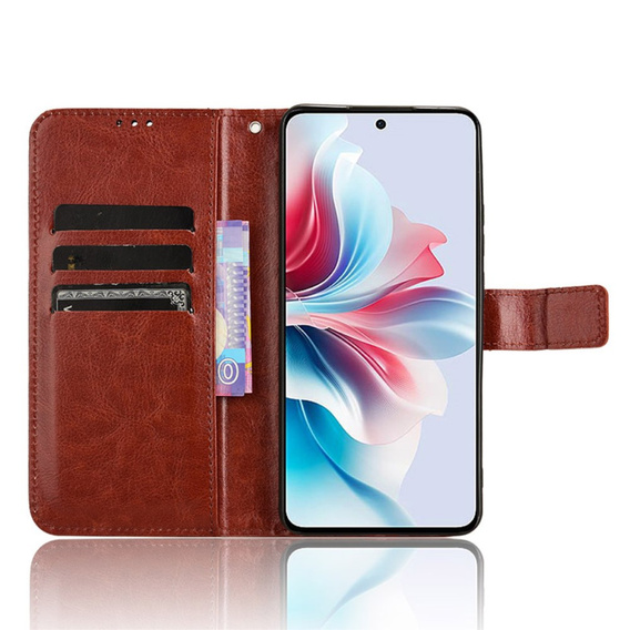 Футляр з клапаном для Oppo Reno 11F 5G, Crazy Horse Wallet, коричневий