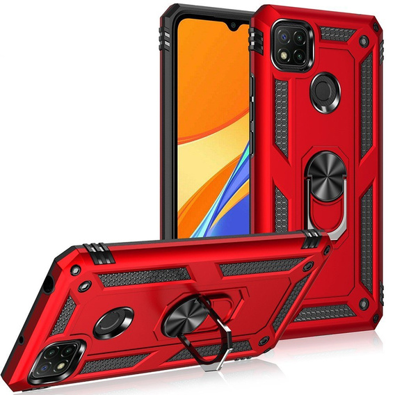 Бронированный Чехол до Xiaomi Redmi 9C, Nox Case Ring, красный