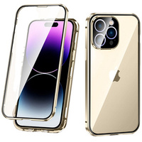 Чехол для iPhone 14 Pro Max, Magnetic Dual Glass, золотой