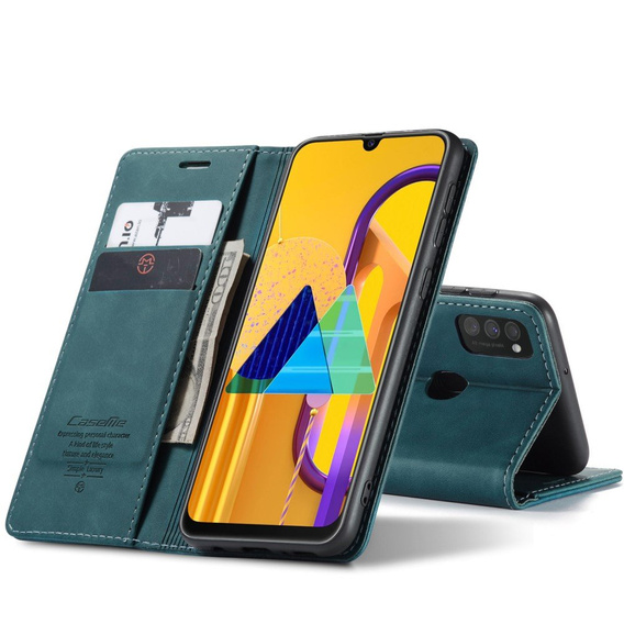 Чехол CASEME для Samsung Galaxy M21, Leather Wallet Case, синий