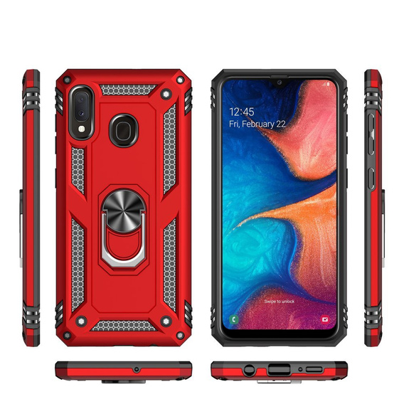 Бронированный Чехол до Samsung Galaxy A20E, Nox Case Ring, красный