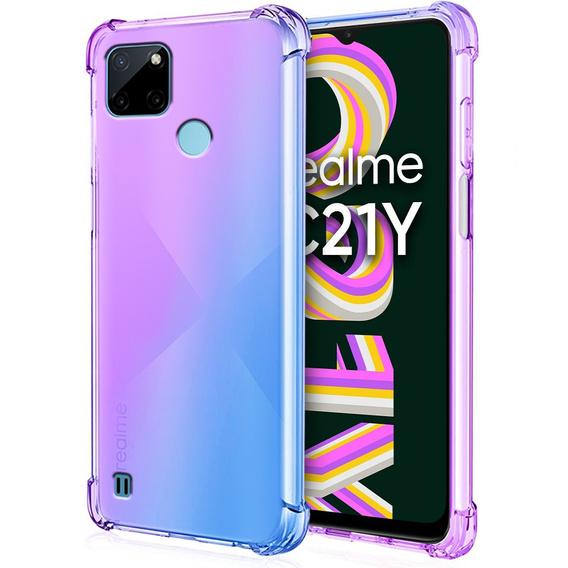 Чехол для Realme C21Y / C25Y, Gradient Dropproof, Фиолетовый / синий