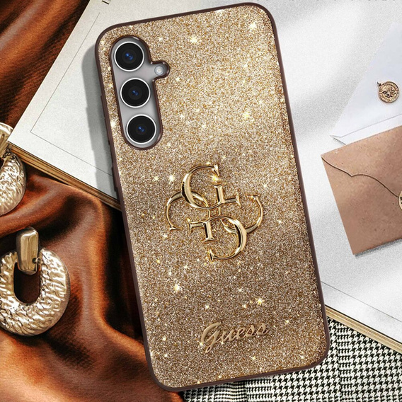 Чoхол GUESS до Galaxy S23 FE, Glitter Script Big 4G, золотий