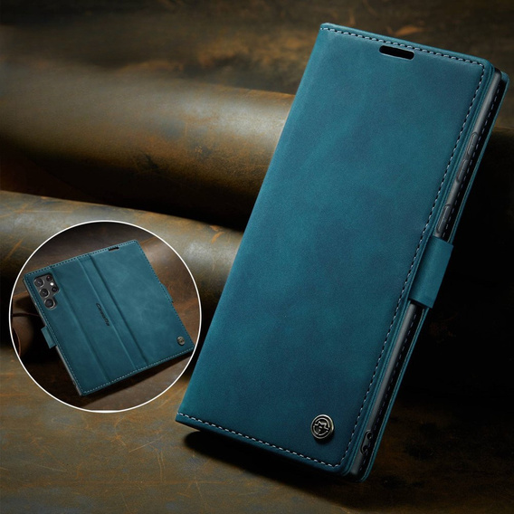 Чехол CASEME для Samsung Galaxy S22 Ultra, Leather Wallet Case, зелёный