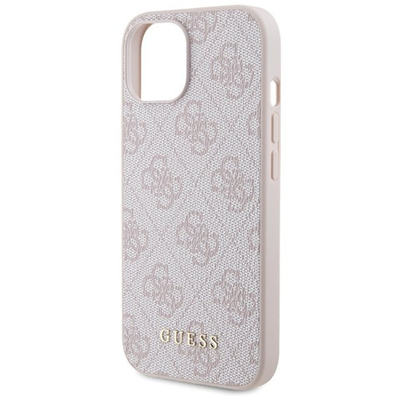 Чoхол GUESS до iPhone 15 Plus, 4G Metal Gold Logo, рожевий