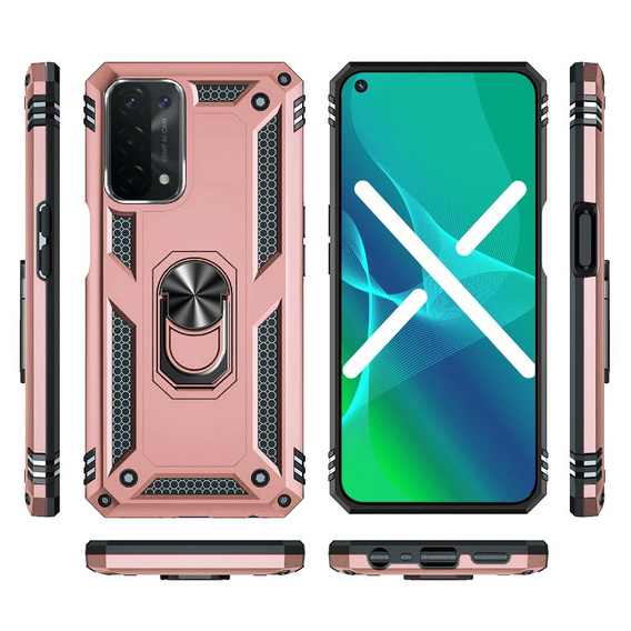 Бронированный Чехол до OPPO A54 5G/A74 5G/A93 5G, Nox Case Ring, розовый rose gold