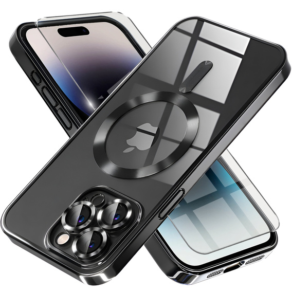Чохол для iPhone 14 Pro, Electro MagSafe, чорний + Скло на екран