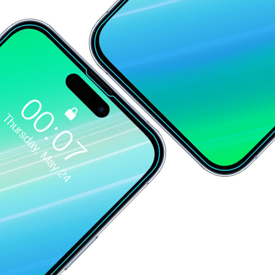 2x Закаленное стекло для iPhone 15 Pro, ERBORD 9H Hard Glass на экране