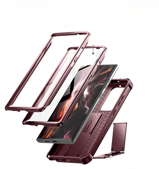 Броньований чохол для Samsung Galaxy S23 Ultra, Dexnor Full Body (Two Frames), червоний