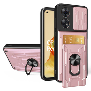 Бронированный чехол для Oppo Reno8 T 4G Camera Slide Card Slot, Camera Slide Card Slot, розовый rose gold