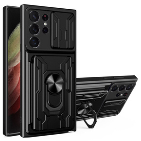 Бронированный чехол для Samsung Galaxy S23 Ultra, Camera Slide Card Slot, чёрный