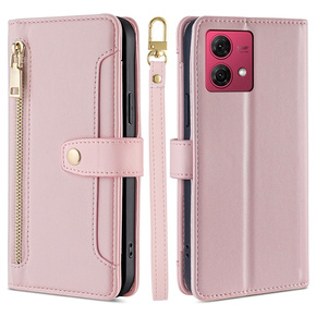 Откидной чехол для Motorola Moto G84 5G, Wallet Zipper Pocket, розовый