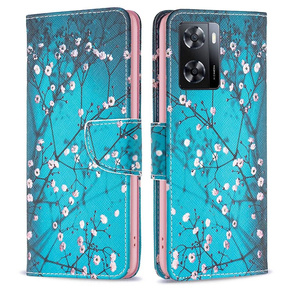 Откидной чехол для OPPO A57 / A57s, Wallet, Sakura, синий