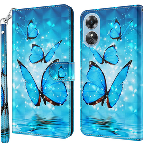 Откидной чехол для Oppo A17, Wallet Light Spots Decor Butterfly, синий