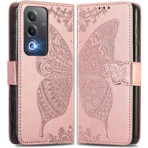 Откидной чехол для Oppo A80, Butterfly, розовый rose gold