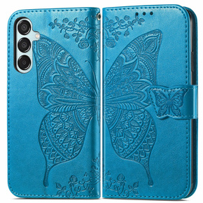 Откидной чехол для Samsung Galaxy M35, Butterfly, синий