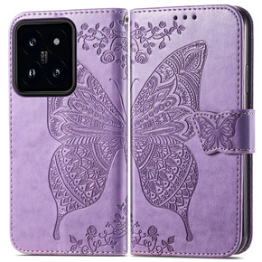 Откидной чехол для Xiaomi 14T Pro, Butterfly, фиолетовый