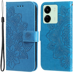 Откидной чехол для Xiaomi Redmi 13C / Poco C65, Mandala Flower, синий