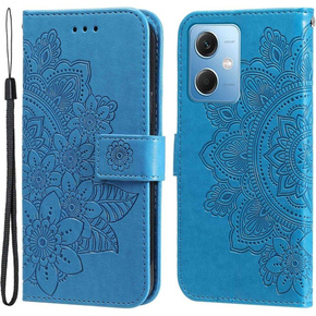 Откидной чехол для Xiaomi Redmi Note 12 5G / POCO X5 5G, Mandala Flower, синий