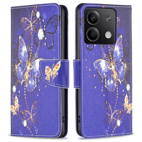 Откидной чехол для Xiaomi Redmi Note 13 5G, Wallet, Butterflies фиолетовый