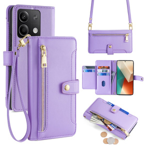 Откидной чехол для Xiaomi Redmi Note 13 5G, Wallet Zipper Pocket, фиолетовый