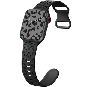 Силиконовый ремешок Apple Watch 1/2/3/4/5/6/7/8/SE 38/40/41/mm, Leopard, чёрный