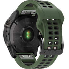 Силиконовый ремешок Two-Rows для Garmin Fenix 5X/6X/7X/3 HR - Green/Black