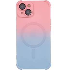 Силиконовый чехол для iPhone 14 Plus, градиентный магнитный, для MagSafe, розовый / синий