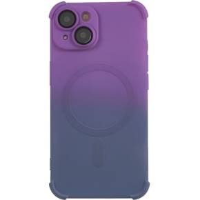 Силиконовый чехол для iPhone 14 Plus, градиентный магнитный, для MagSafe, фиолетовый/серый